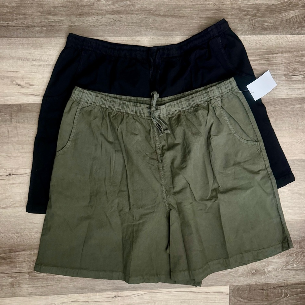 2 pair 100% cotton drawstring shorts